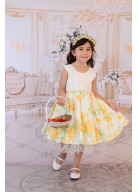 VESTIDO FLORAL AMARELO TAM. 8